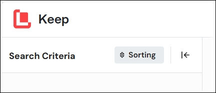 The Sorting button in the Search Criteria pane.